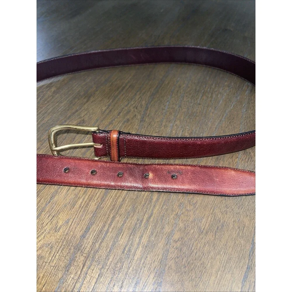 Brighton Belt Size 38 Brown Leather Brass Buckle Classic Vintage USA Made